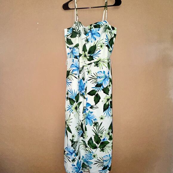 Banana Republic Women's Blue White Floral Romper Dress - Size 10 - Picture 7 of 12